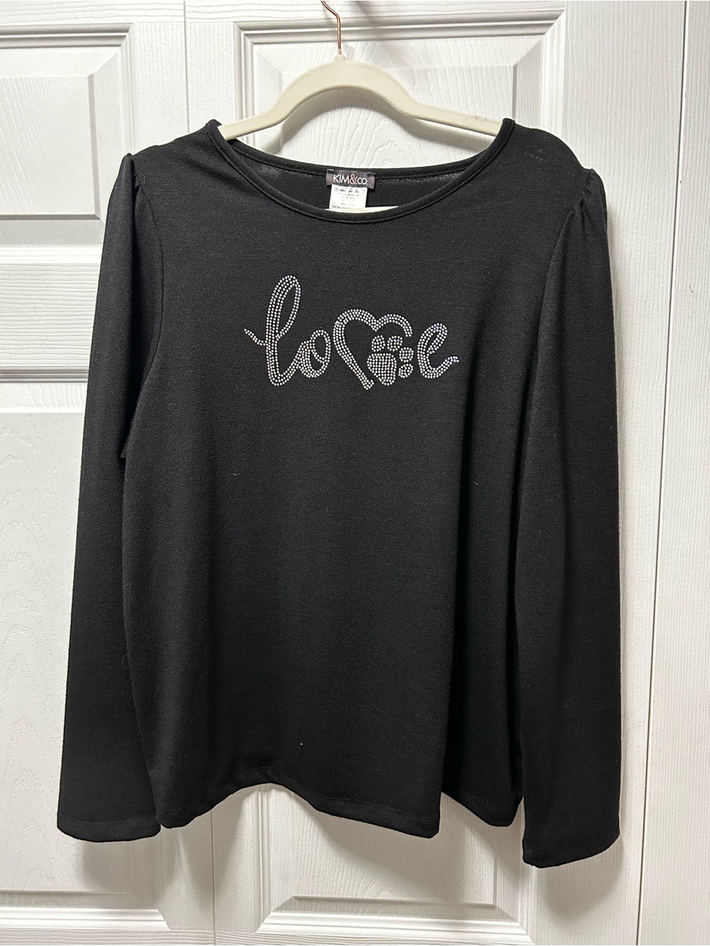 Black Rhinestone 'Love' Crewneck Sweater